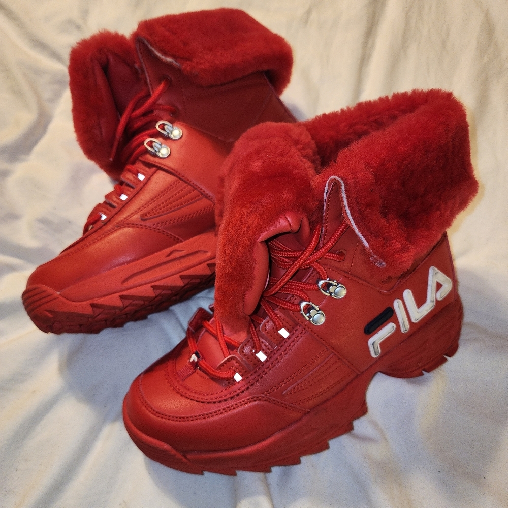 Fila Disruptor Boot Red Leather Sz.